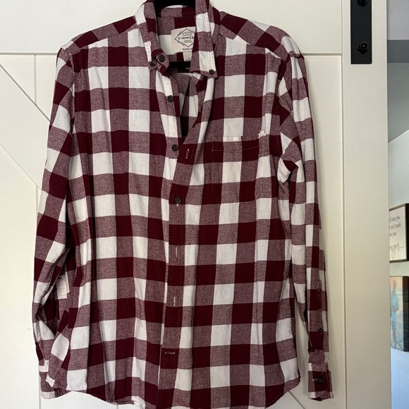 St. John's Bay Burgundy and White Plaid Shirt - Picture 1 of 4